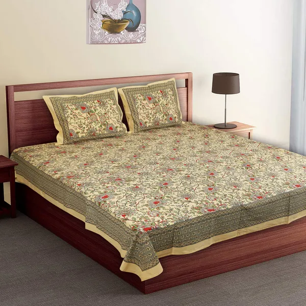 Red_Cotton_Royal_Blossom_Empire_Double_Bedsheet_With_Pillow_Cover_108_X_108_Cm